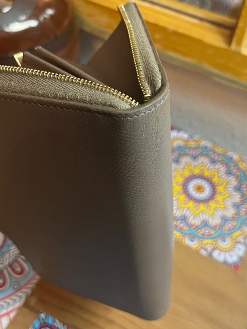 Celine Saffiano Leather Zip Wallet in Taupe - Picture 8 of 12